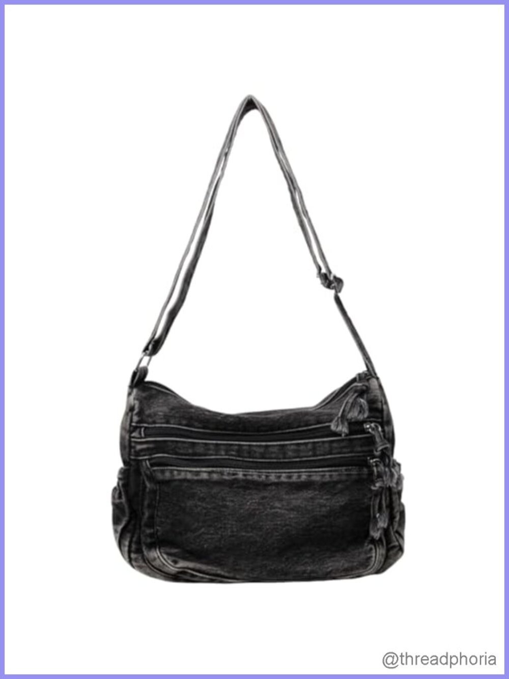 Canvas Crossbody Tote Bag Adjustable Strap Multi-Pocket Shoulder Purse